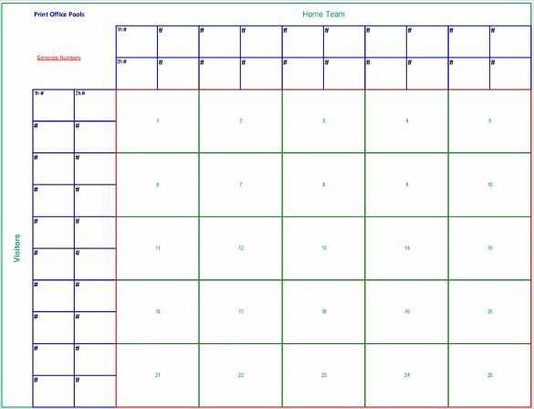 100 Square Football Pool Excel Awesome Football Pool Template