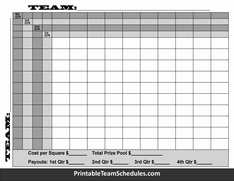  20 100 Square Football Pool Excel Dannybarrantes Template