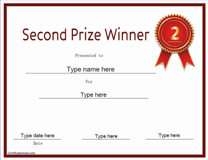1st Place Ribbon Template Awesome Education Certificate Second Prize Winner