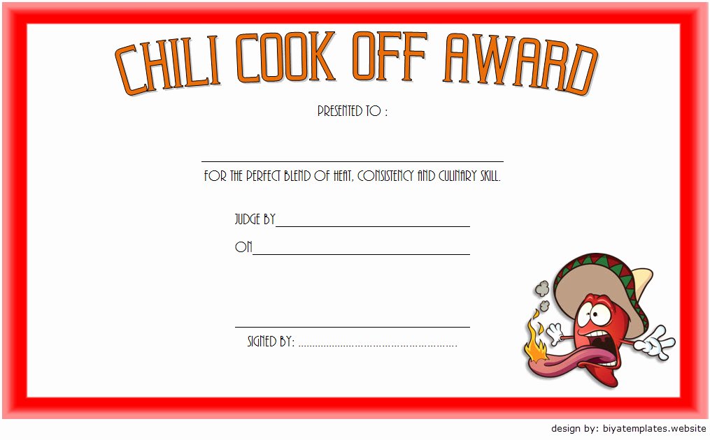 1st Place Ribbon Template New Chili Cook F Certificate Template 10 Best Ideas
