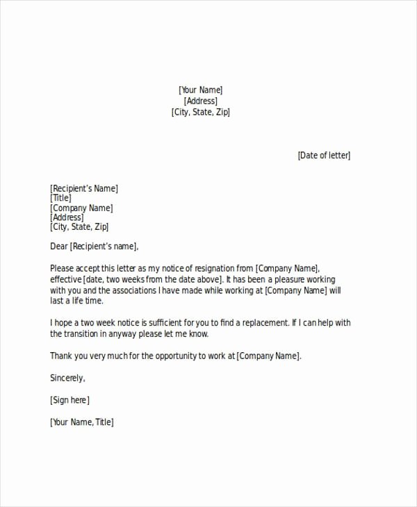 2 Weeks Notice Letter for Retail Best Of Free 21 Two Weeks Notice Letter Examples &amp; Samples In