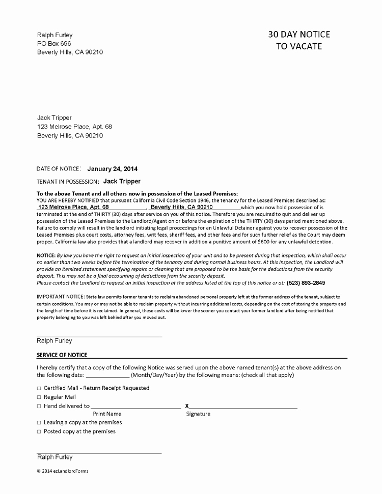 30 Day Move Out Letter Beautiful Landlord Rental forms – Real Estate Legal