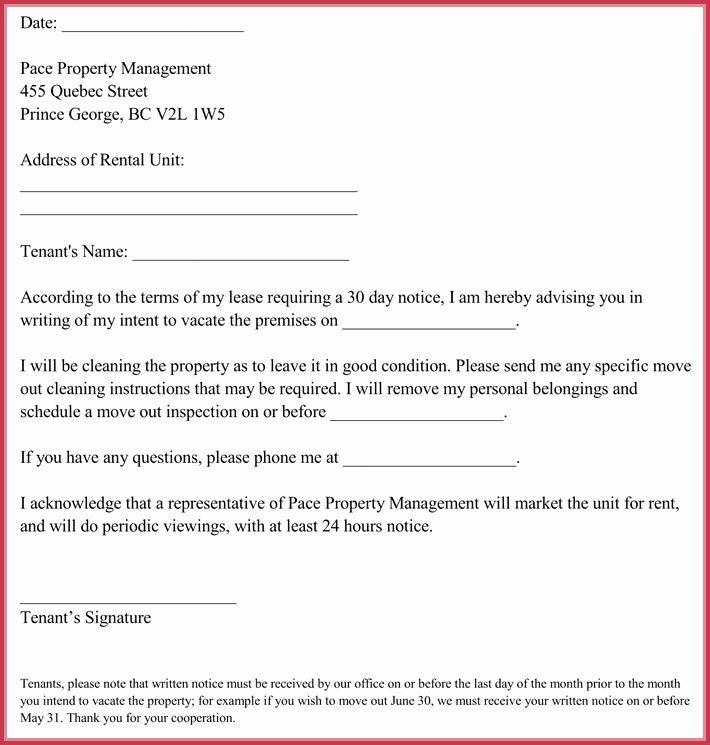 30 Day Move Out Notice Sample Awesome 30 Day Notice Letter Templates 12 Samples In Word &amp; Pdf
