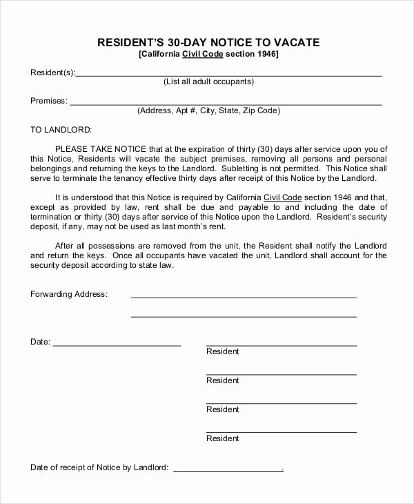  20 30 Day Move Out Notice Sample Dannybarrantes Template