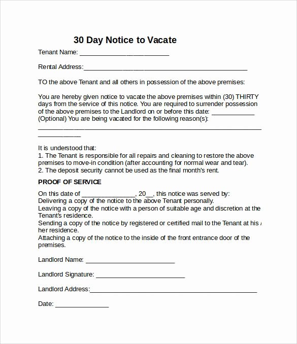30 Day Move Out Notice Sample New Image Result for Landlord 30 Day Notice to Vacate Sample
