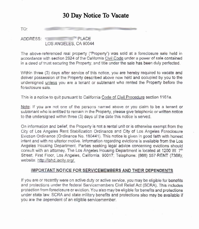 30 Day Move Out Notice to Tenant Inspirational Tenant 30 Day Notice to Vacate