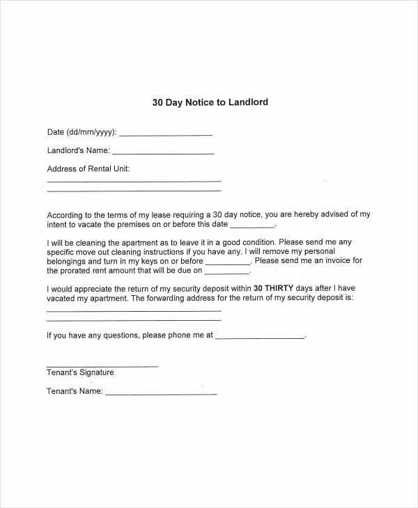30 Day Notice Moving Out Letter Unique Free 14 Examples Of 30 Day Notice In Pdf Doc