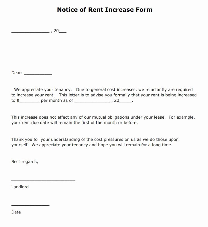 30 Day Notice oregon Template Lovely Notice Of Rent Increase form In 2019