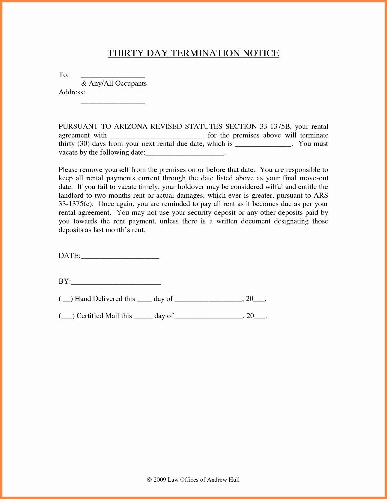 30 Day Notice to Landlord California Elegant 9 30 Day Notice to Vacate Letter Template