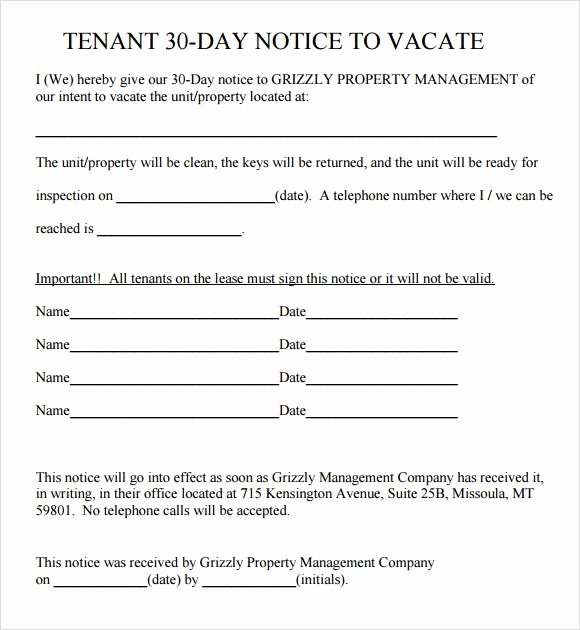  20 30 Day Notice To Landlord California Sample Dannybarrantes 