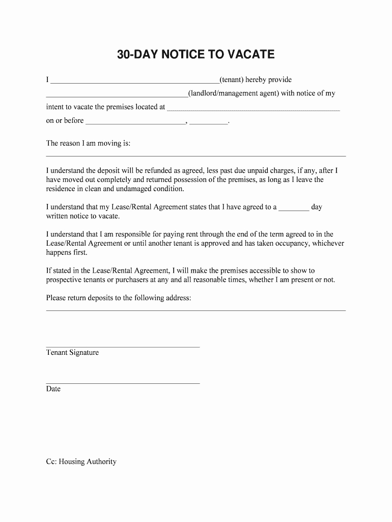 30 Day Notice to Landlord California Template Best Of Notice 30 Pdf Fill Line Printable Fillable Blank