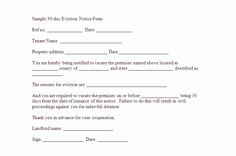 30 Day Notice to Landlord California Template Lovely Notice to Vacate Template