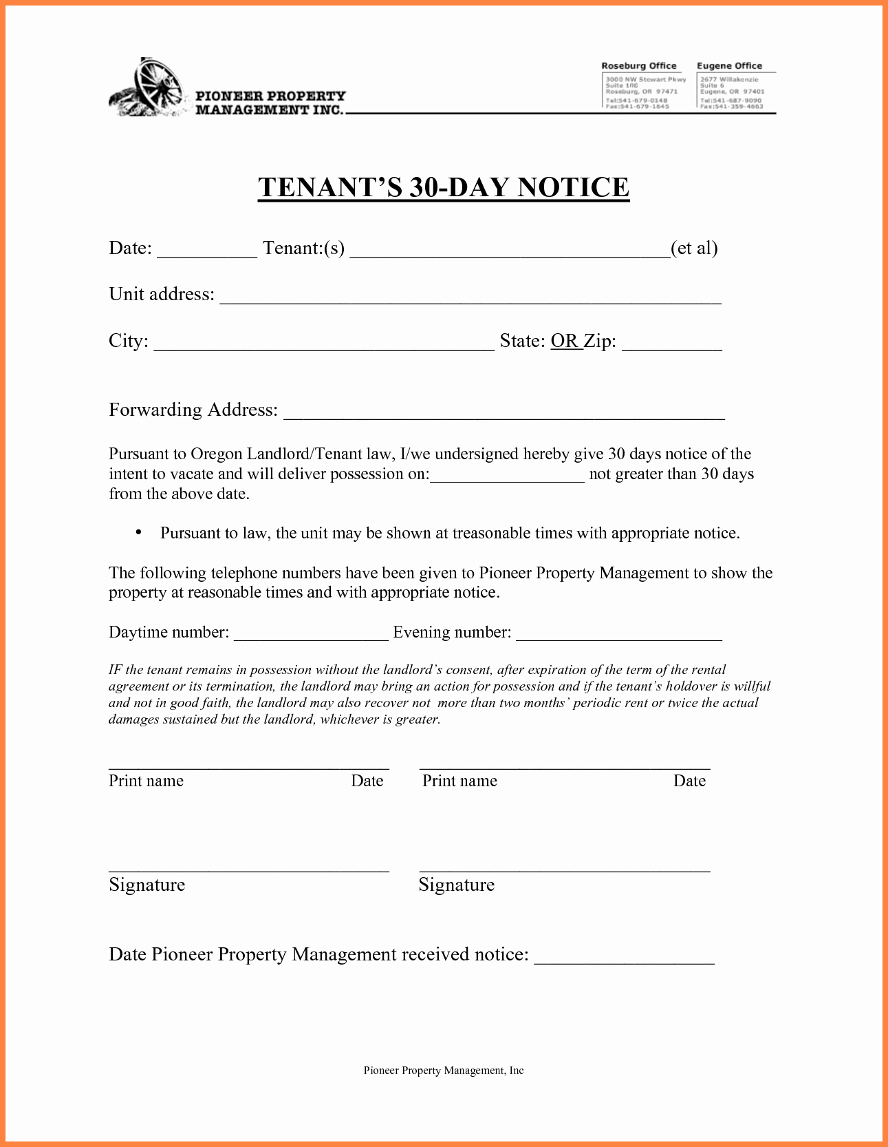 30 Days Notice to Landlord Template Best Of 8 30 Days Notice to Tenant Sample Letter