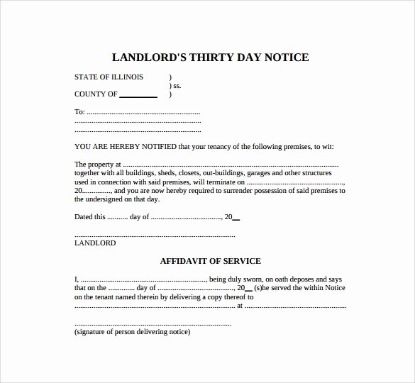30 Days Notice to Landlord Template Inspirational Free 11 30 Day Notice Templates In Pdf