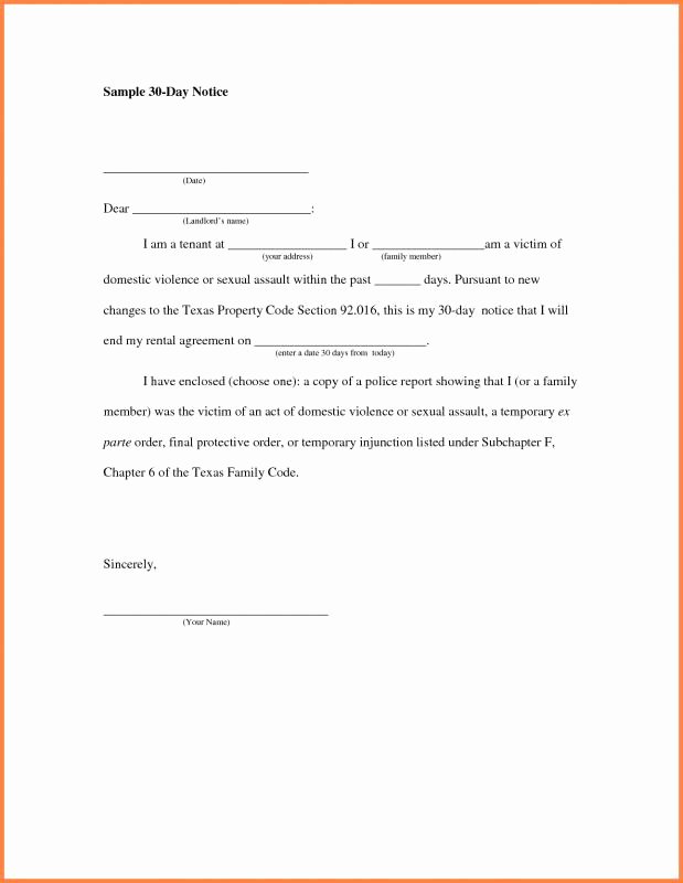 30 Days Notice to Tenant California Awesome 30 Day Notice to Landlord California Template