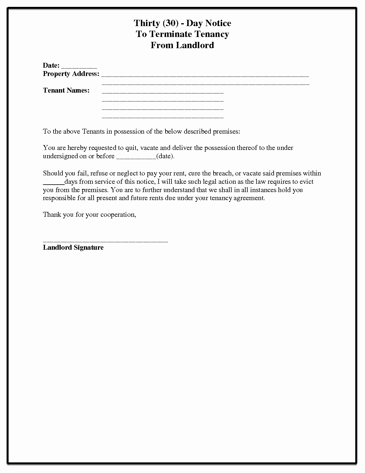 30 Notice to Move New Best S Of Tenant 30 Day Notice Letter 30 Day Notice