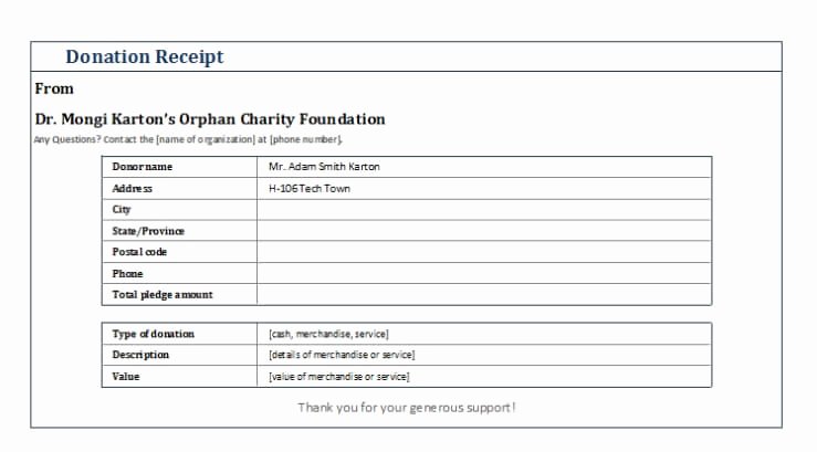 501c3 Donation Receipt Beautiful Non Profit Donation Receipt Template