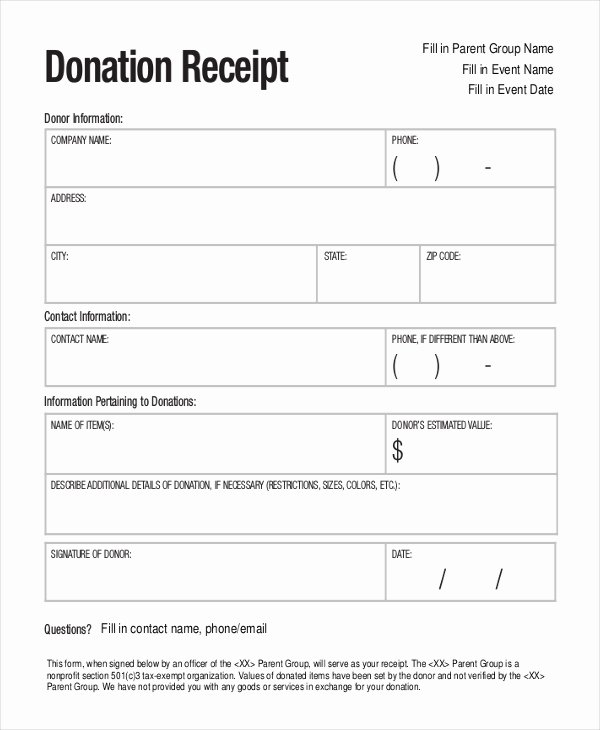  20 501c3 Donation Receipt Dannybarrantes Template