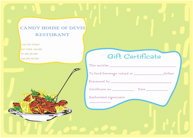 529 Gift Certificate Template Beautiful Eat N Restaurant Gift Certificate Template