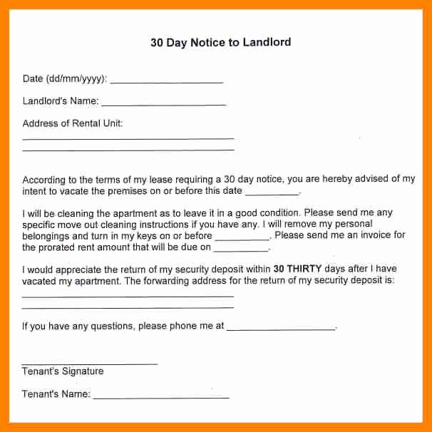 60 Day Notice to Landlord Pdf Elegant 60 Day Notice Termination Tenancy Template
