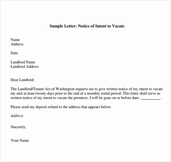 60 Days Notice Letter Awesome Free 8 Notice to Vacate Samples In Google Docs
