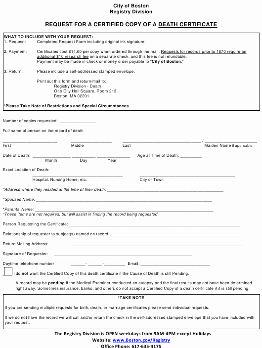 6d Certificate Massachusetts Template Elegant Request for A Certified Copy Of A Death Certificate City