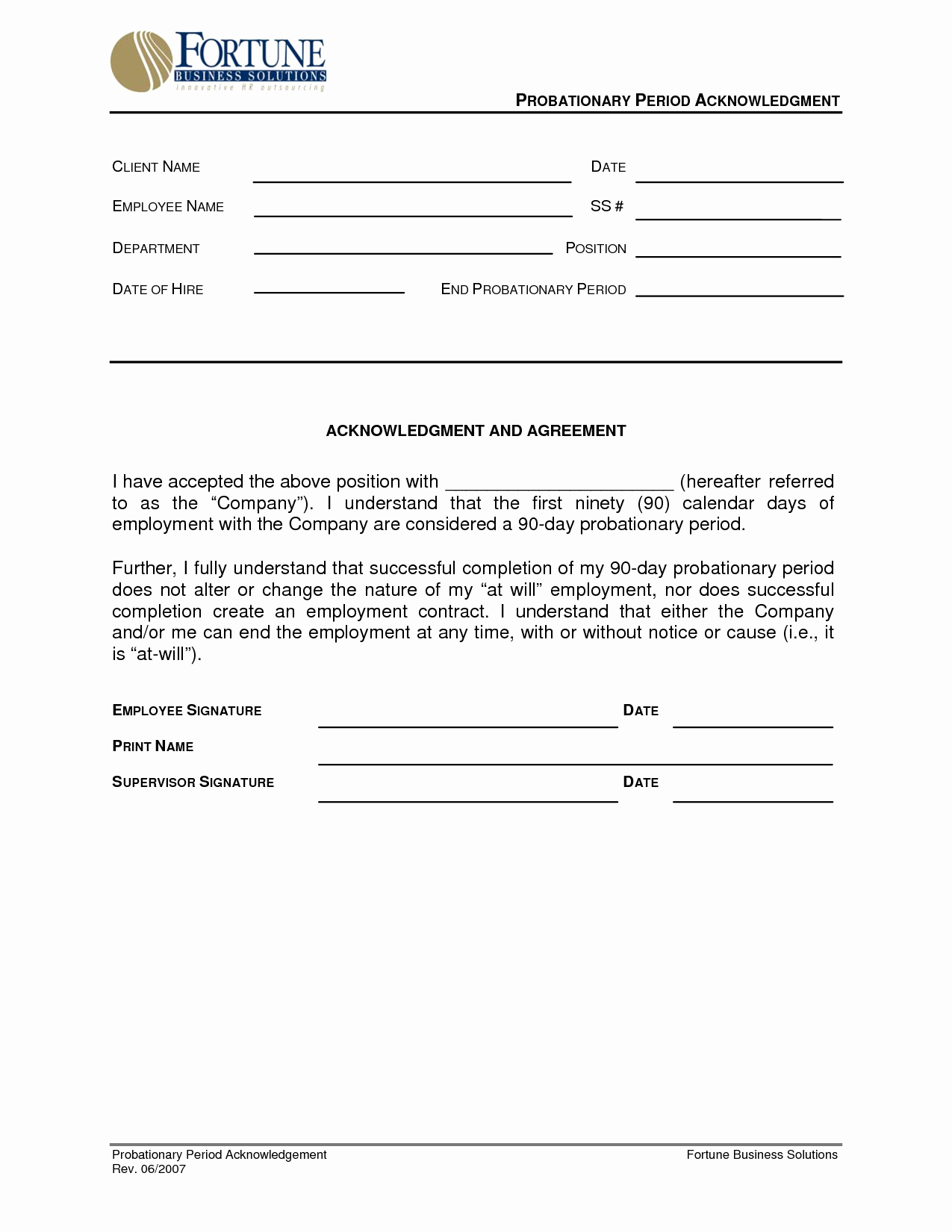 90 Day Probation Period Letter Fresh Best S Of 90 Day Probationary form 90 Day Employee