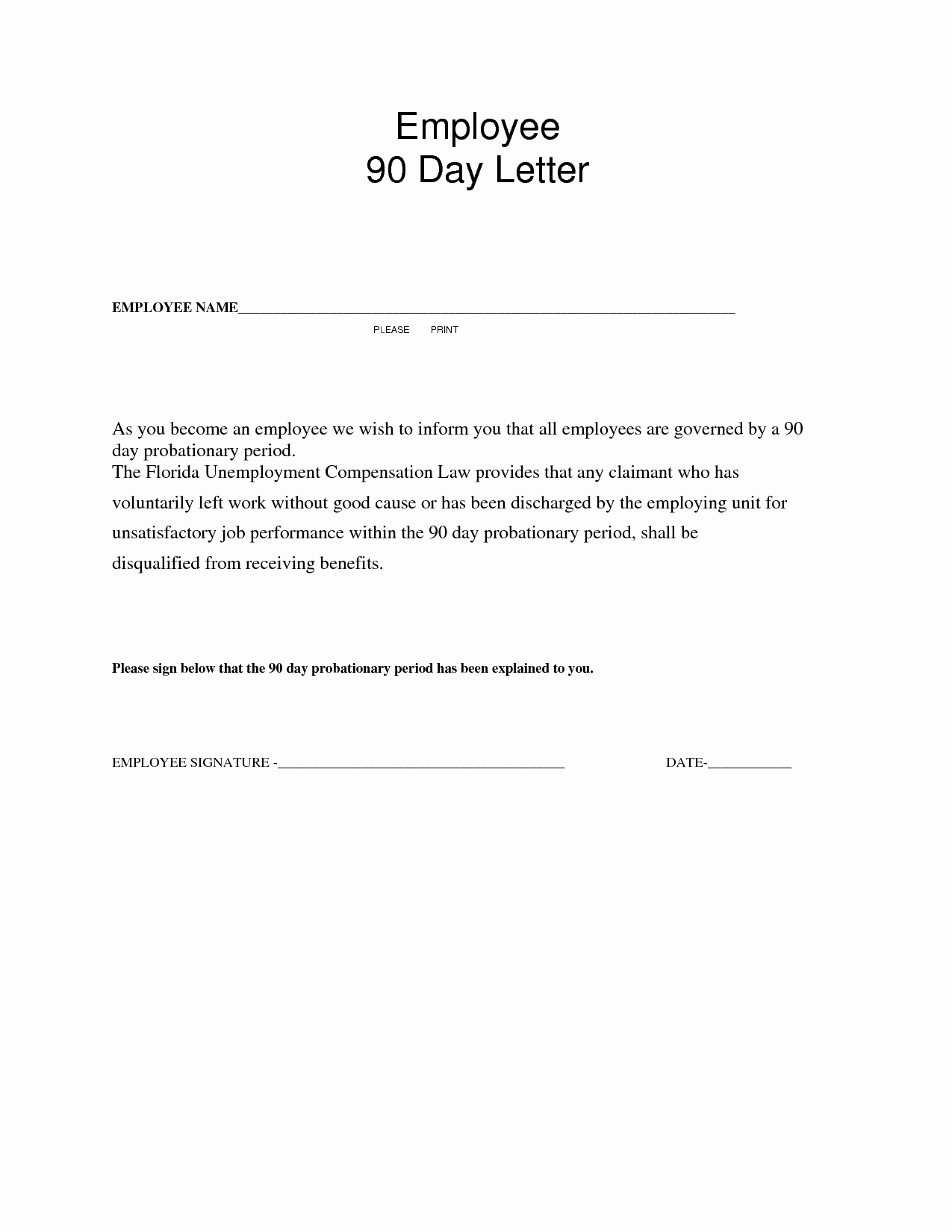 90 Day Probationary Period form Elegant Best S Of New Hire Probation Period Letter Employee