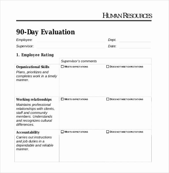 90 Day Probationary Period form Unique 41 Sample Employee Evaluation forms to Download