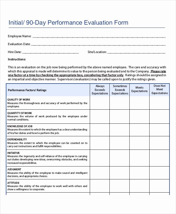 90 Day Probationary Period forms Beautiful Employee Review Templates 13 Free Pdf Documents