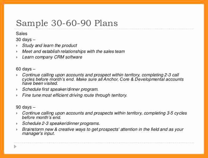 90 Day Sales Plan Example Awesome 30 60 90 Day Sales Management Plan Template