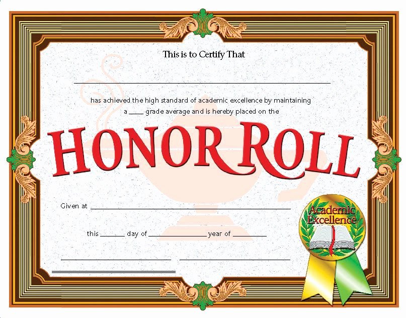 A Honor Roll Certificate Elegant Honor Roll Certificates