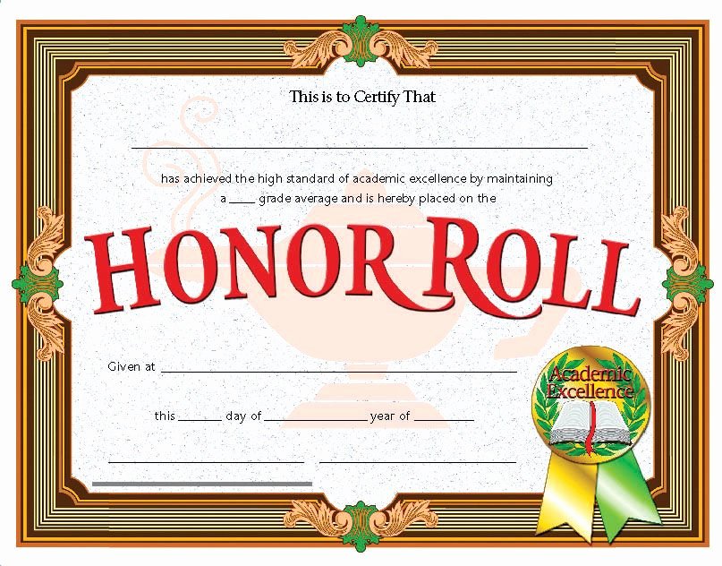  20 A Honor Roll Certificate Dannybarrantes Template