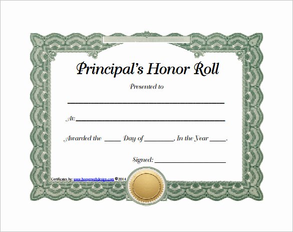 A Honor Roll Certificate New 8 Printable Honor Roll Certificate Templates &amp; Samples