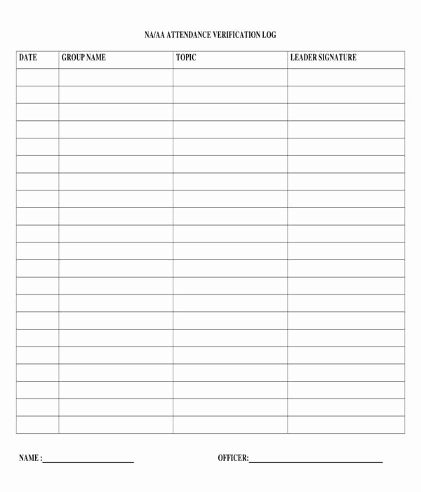 Aa Meeting Log Sheet Unique Free 6 Proof Of Aa attendance forms