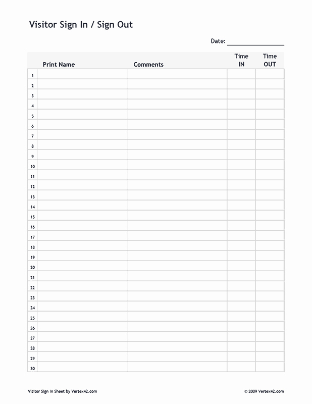 Aa Meeting Sheet Print Out Beautiful Free Printable Visitor Sign In Sign Out Sheet Pdf From