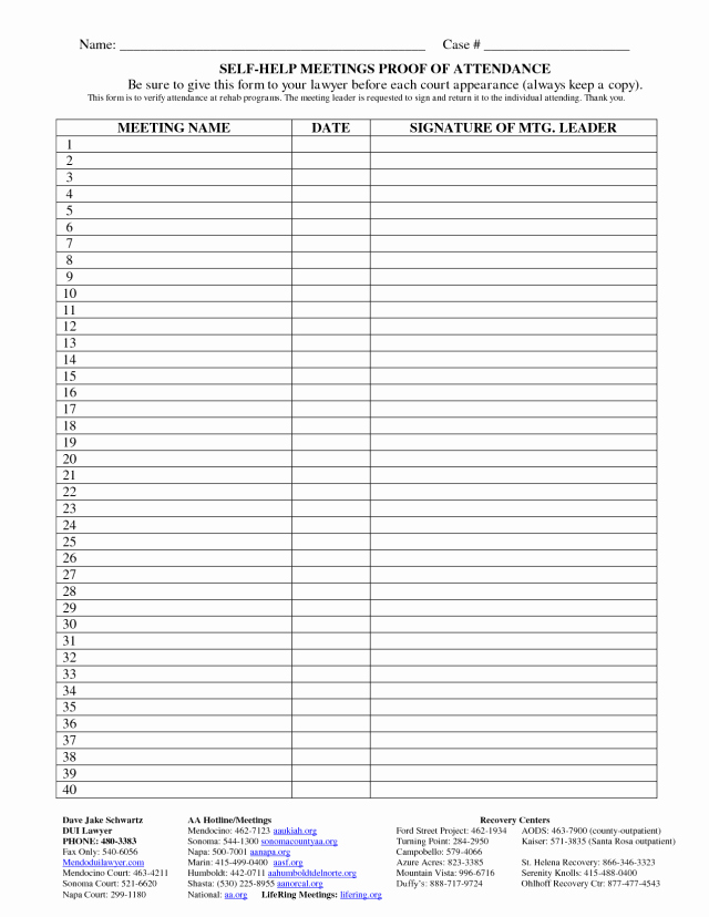 Aa Meeting Sign In Sheet Lovely Aa Meeting attendance Sheet Free Download Aashe