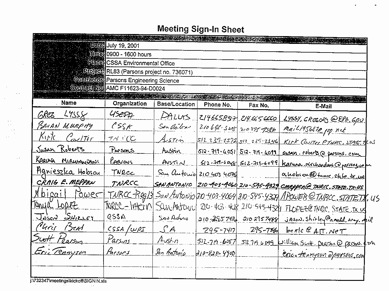 Aa Meeting Sign Sheet Unique July 19 2001 Meeting Minutes