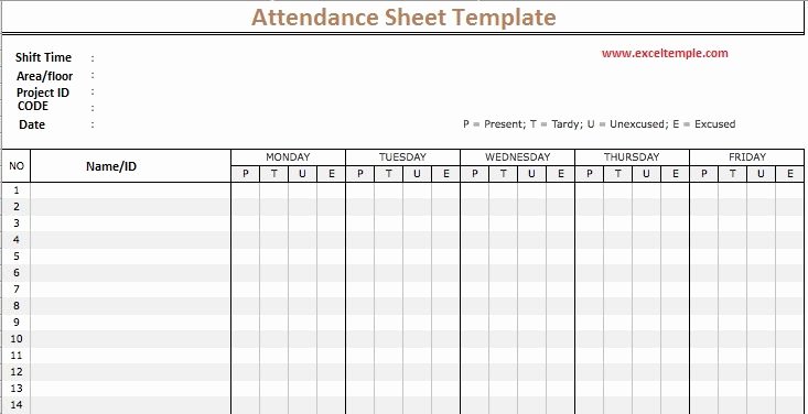 Aa Meeting Tracking Sheet Lovely attendance Sheet Template Exceltemple