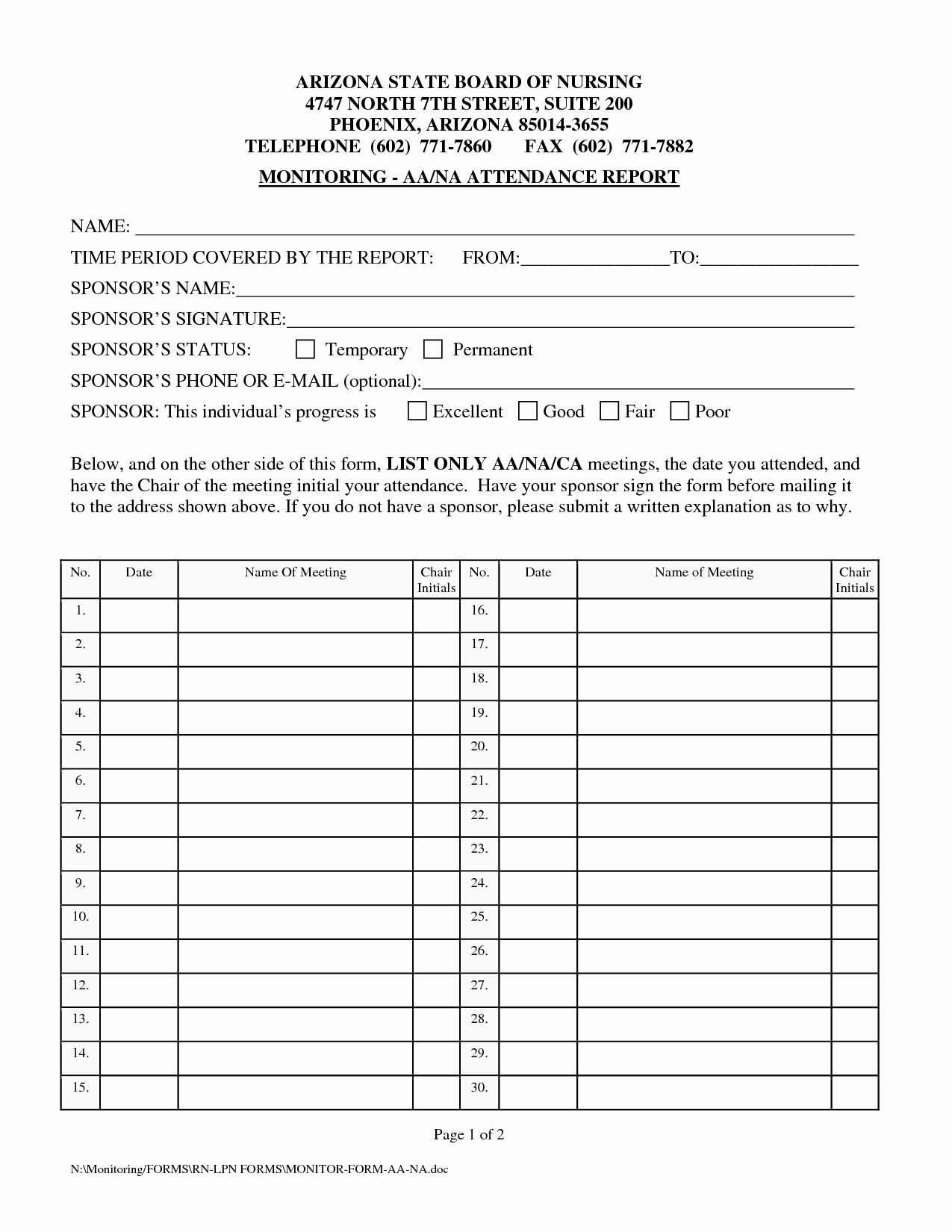 Aa Meetings Sign In Sheet Lovely 10 Best Of Aa attendance form Aa Meeting