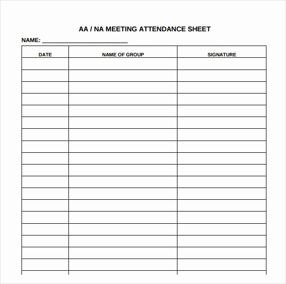 Aa Meetings Sign In Sheet Unique Free 18 attendance Sheet Templates In Pdf Word