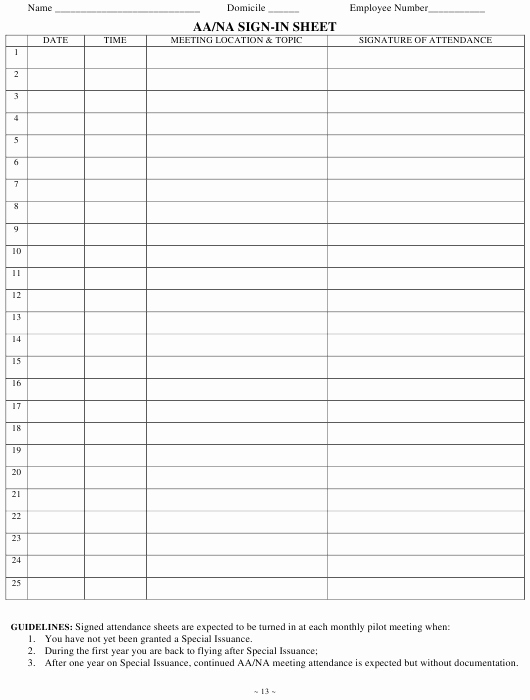 Aa Na Sign In Sheet Inspirational Aa Na Sign In Sheet Download Printable Pdf