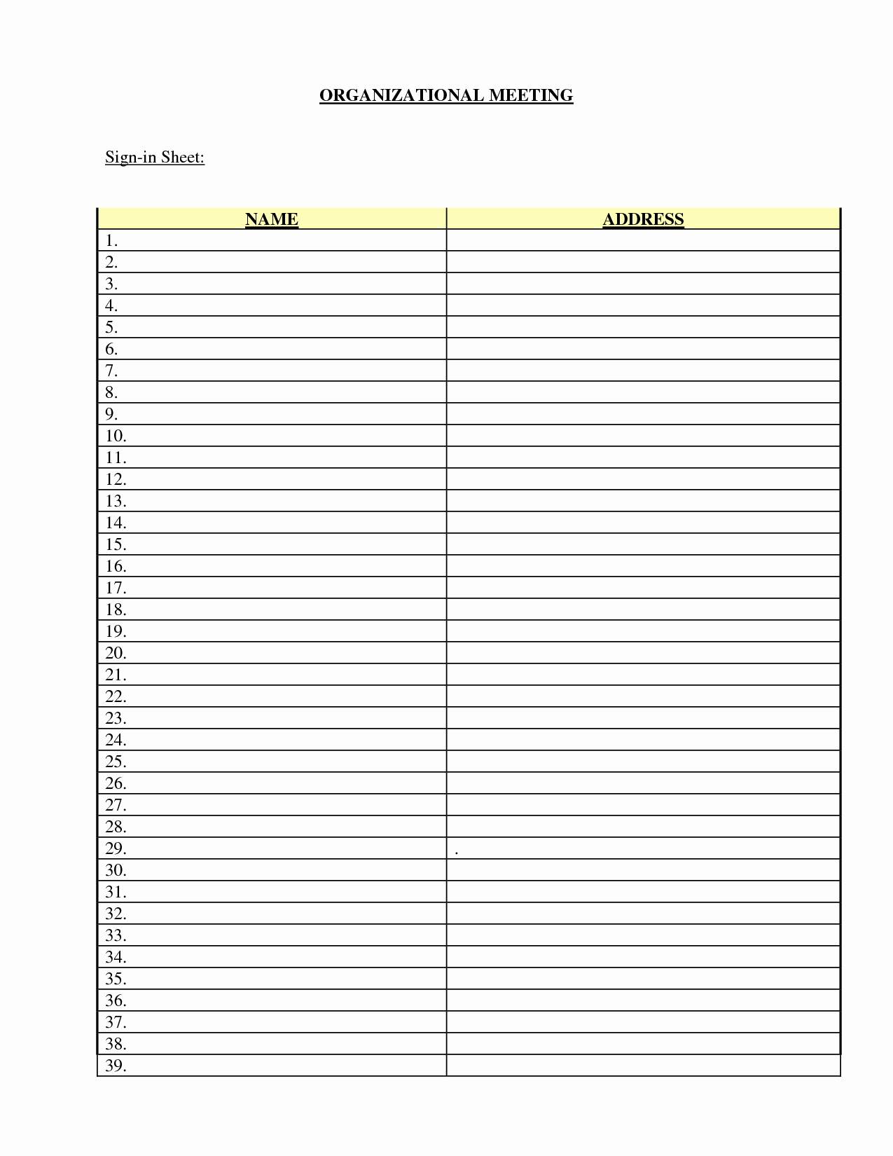 Aa Sign In Sheet Template Unique Best S Of Meeting Sign In Sheets Printable Free