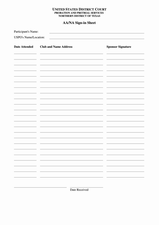 Aa Sign In Sheet Template Unique Fillable Aa Na Sign In Sheet Template Printable Pdf