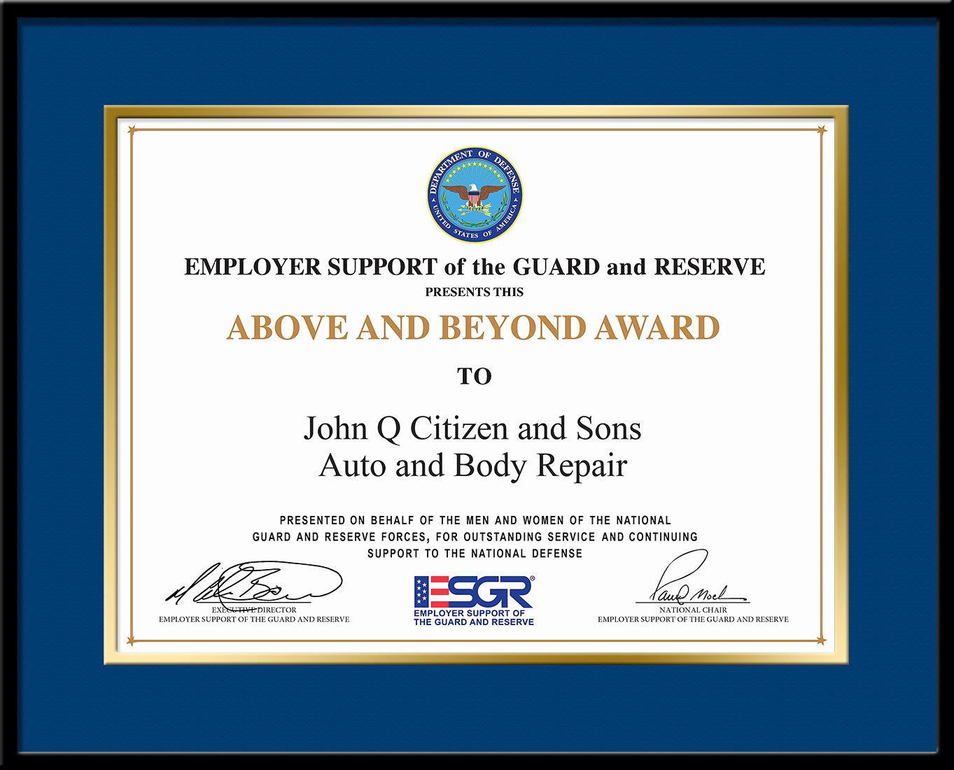 Above and Beyond Certificate Template Awesome Employer Support Of the Guard and Reserve Employer