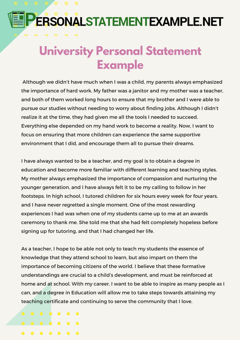 Academic Personal Statement Example Beautiful University Personal Statement Example