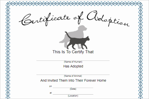 Adopt A Pet Certificate Template Best Of Animal Adoption Certificate Template