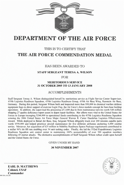Air force Certificate Template Lovely Decoration Citation