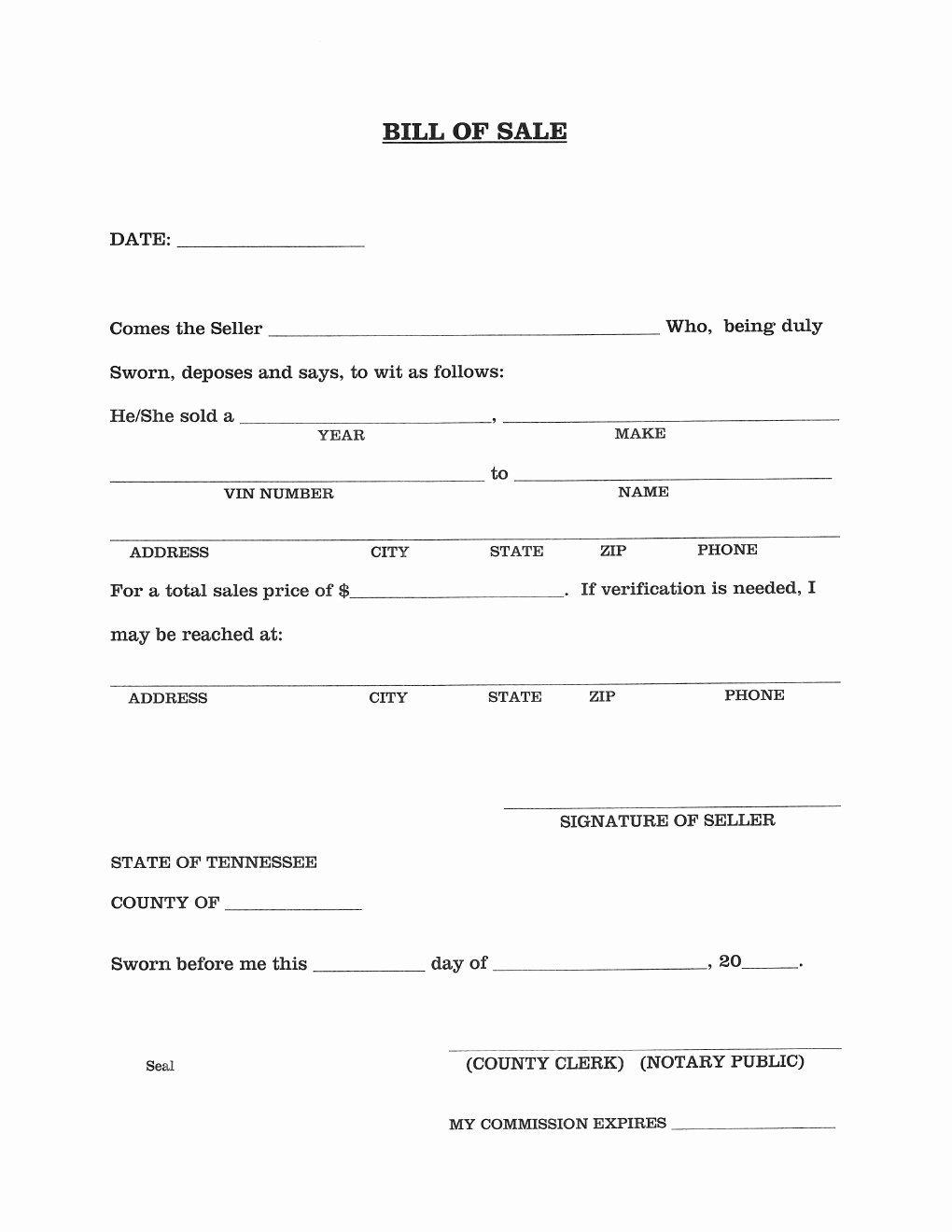 Alabama Bill Of Sale for Boat New Free Tennessee Vehicle Bill Of Sale form Download Pdf