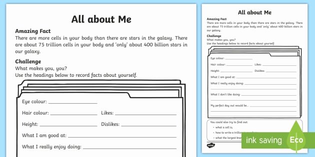All About Me Powerpoint Template Awesome All About Me Worksheet Activity Sheet Amazing Fact the